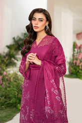 BrandsInn-3PC DHANAK SEQUIN EMBROIDRED SHIRT WITH COURTRAI PRINTED EMB SHAWL AND TROUSER-BI-4125